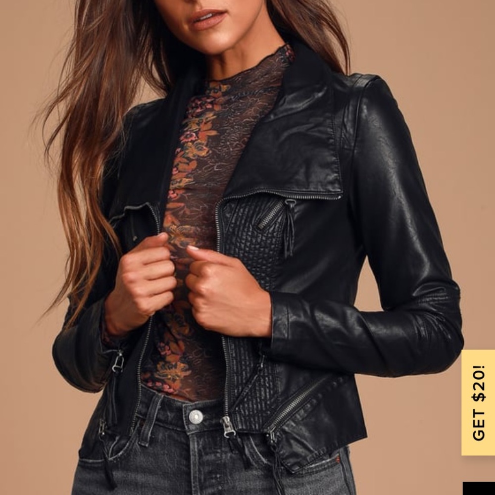 BLACK VEGAN LEATHER JACKET